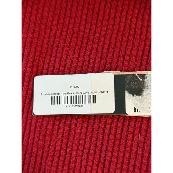 (L) NWT $128 Carbon38 Brushed Ribbed Flare Pants Rum Wine Red - Picture 7 of 8